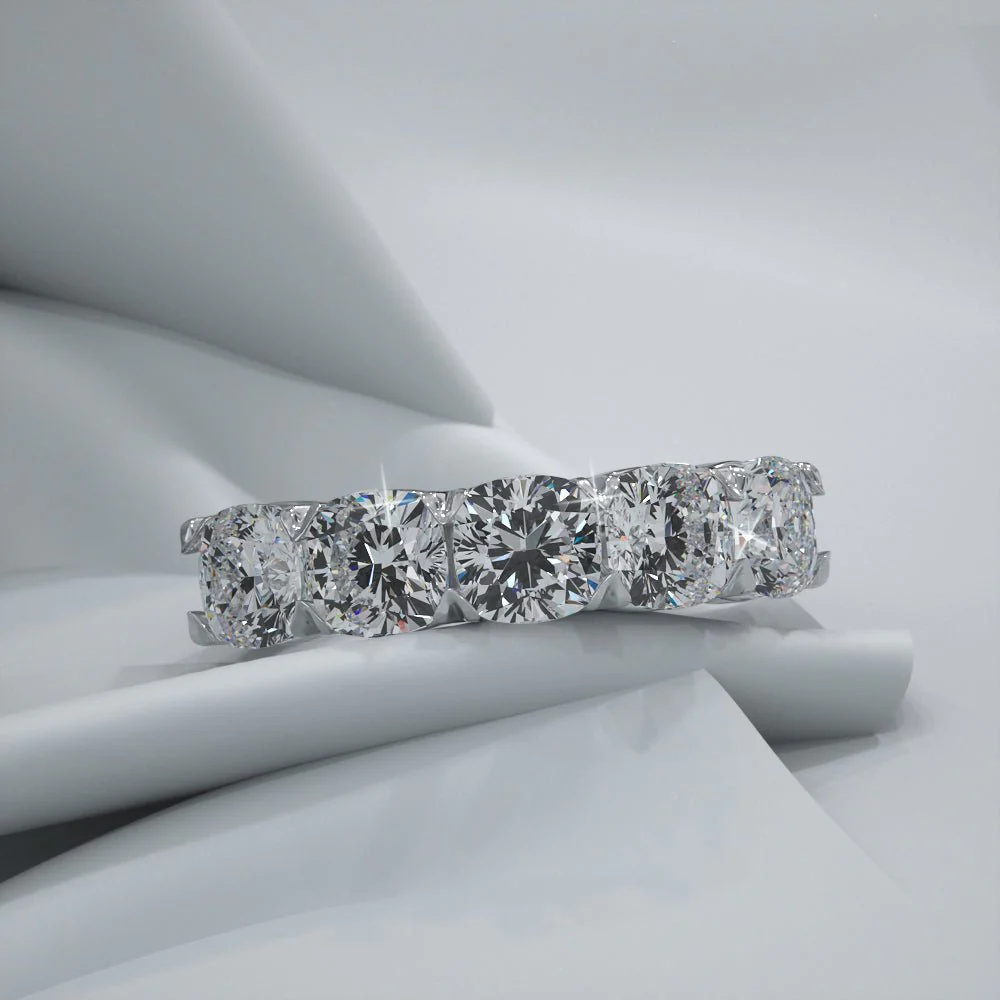 Five Stone Cushion Cut Diamond Anniversary Diamond Ring with 2.50 ct.(finished) 5mm - Image 3