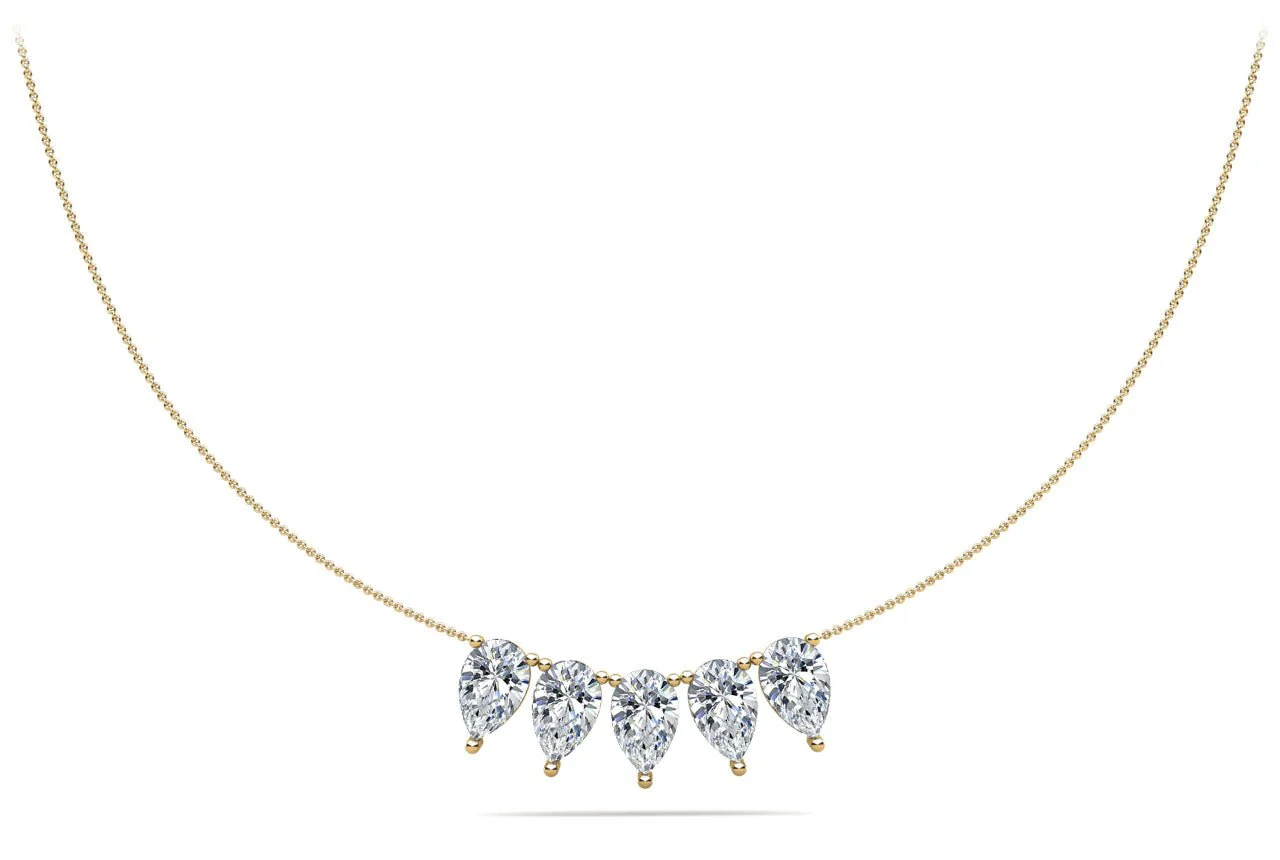 Five Stone Pear Shape Diamond Necklace with 5.00 ct.(finished) 8.5x5.5mm - Image 2