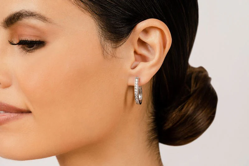 Flame Shaped Lab-Grown Diamond Hoop Earrings with 1.02 ct.(finished) 2.4mm - Image 3