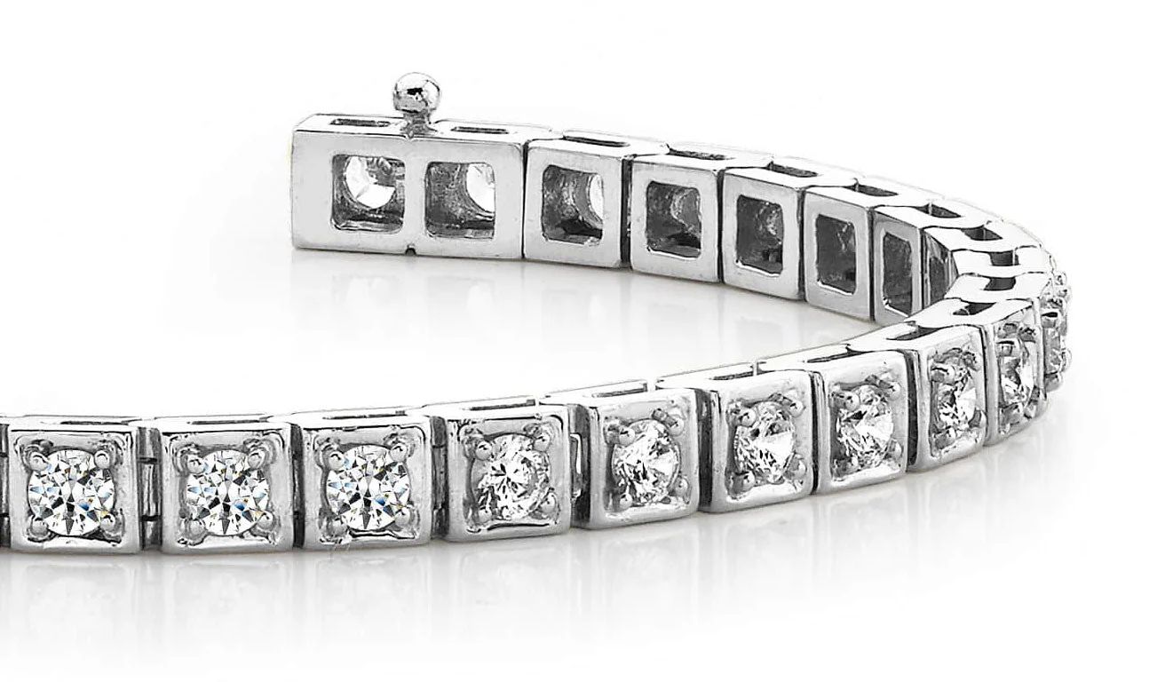 Floating Diamond Box Lab-Grown Diamond Tennis Bracelet with 1.54 ct.(finished) 2.0mm