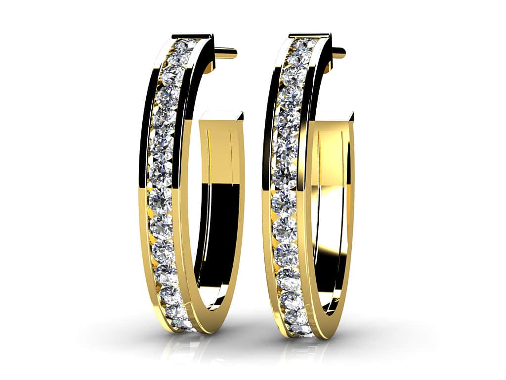 Floating Diamond Hoop Earrings with 0.75 ct.(finished) 1.4mm - Image 2