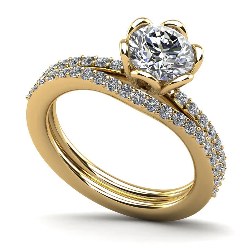 Floral Fancy Diamond Bridal Set Diamond  with 1.98 ct. (1.50 ct. center diamond) - Image 2