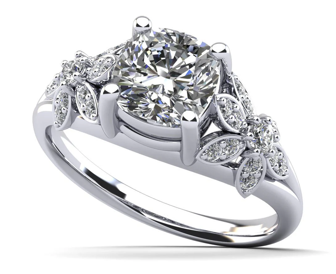 Flower Lab-Grown Diamond Engagement Ring with 1.75 ct. (1.50 ct. center diamond)