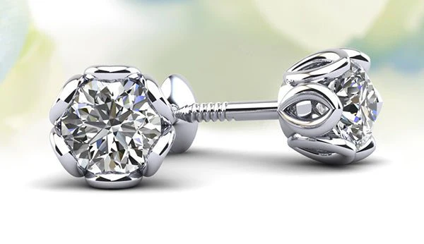 Flower Petal Diamond Stud Earrings with 1.00 ct.(finished) 5mm - Image 3