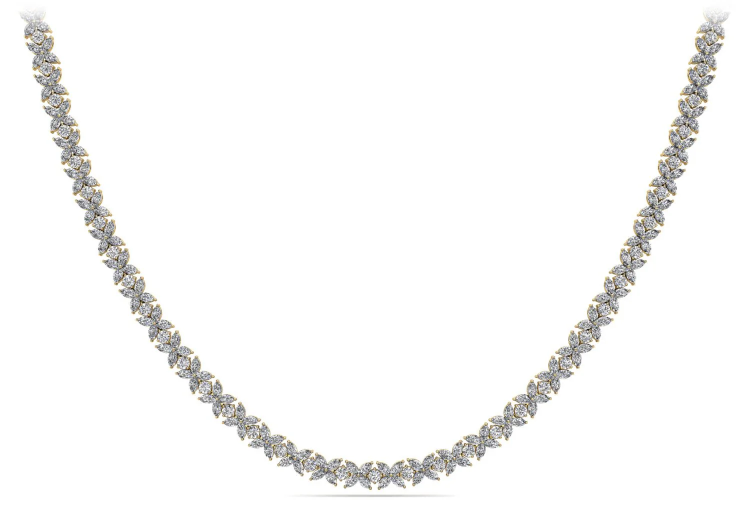 Flowers of Marquise Diamond Tennis Lab-Grown Diamond Necklace with 38.00 ct.(finished) 4.75x3mm, 3.4mm - Image 2