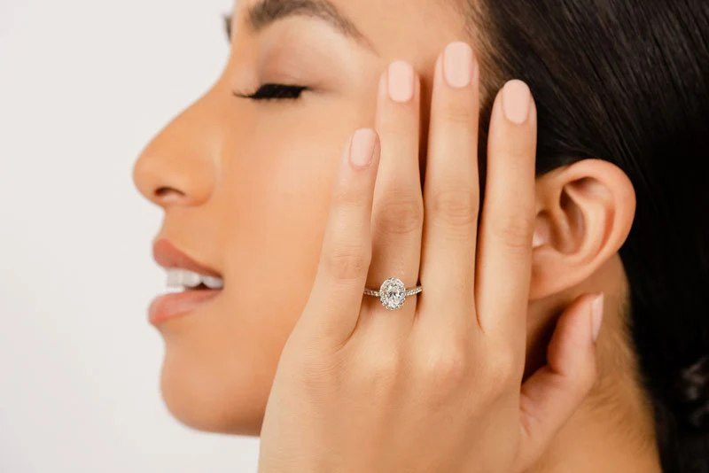 Forever Love Oval Diamond And Halo Ring Lab-Grown Diamond with 1.11 ct. (0.60 ct. center diamond) - Image 4
