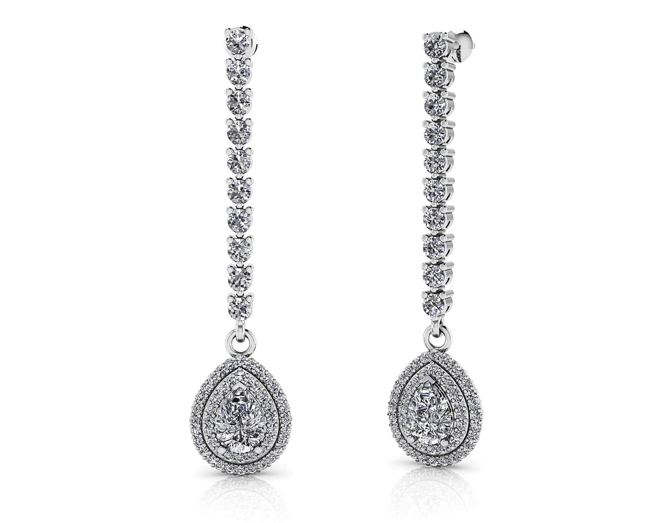 Forever Sparkling Diamond Pear Drop Lab-Grown Diamond Earrings with 2.48 ct.(finished) 7x5mm, 1mm, 2.3mm