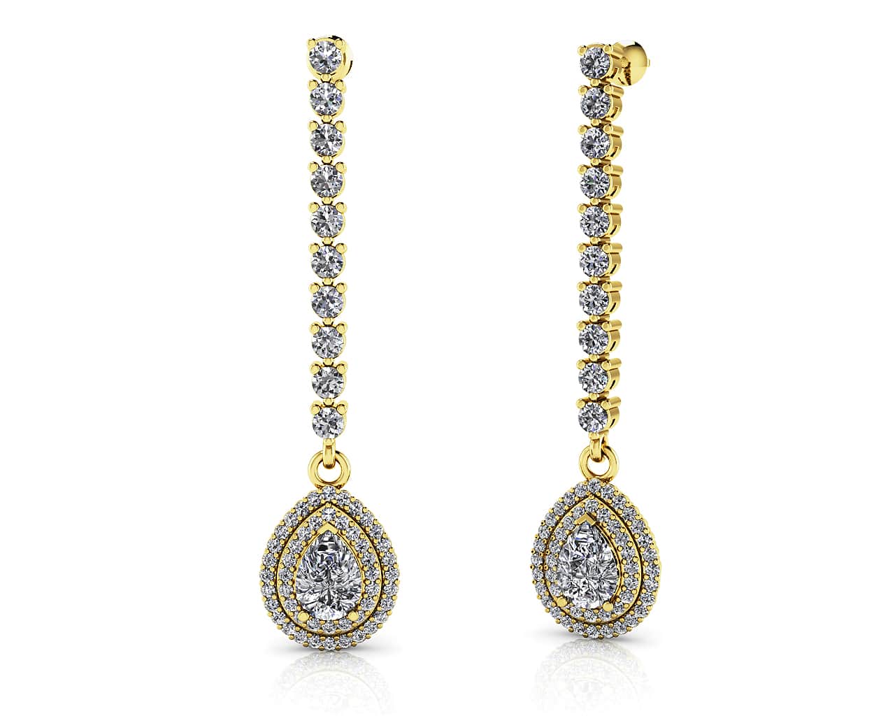 Forever Sparkling Diamond Pear Drop Lab-Grown Diamond Earrings with 2.48 ct.(finished) 7x5mm, 1mm, 2.3mm - Image 2