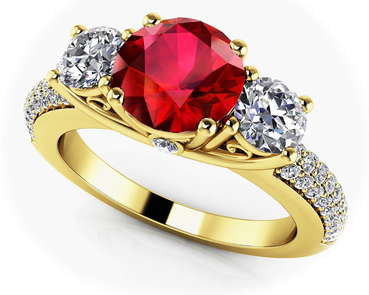 Forever Yours Three Stone Lab-Grown Diamond Ring with 2.12 ct.(finished) Sapphire - Image 2