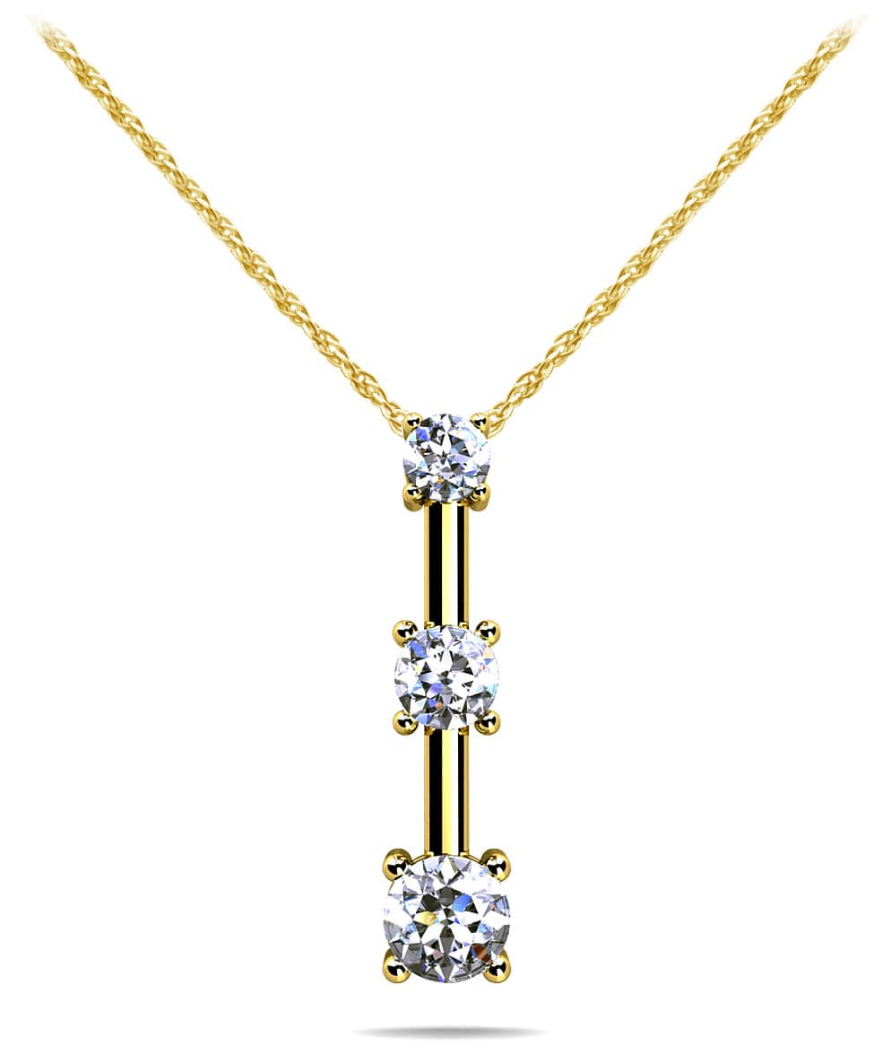 Four Prong 3 Stone Drop Diamond Pendant with 0.51 ct.(finished) 2.7mm, 3.4mm, 4.2mm - Image 2