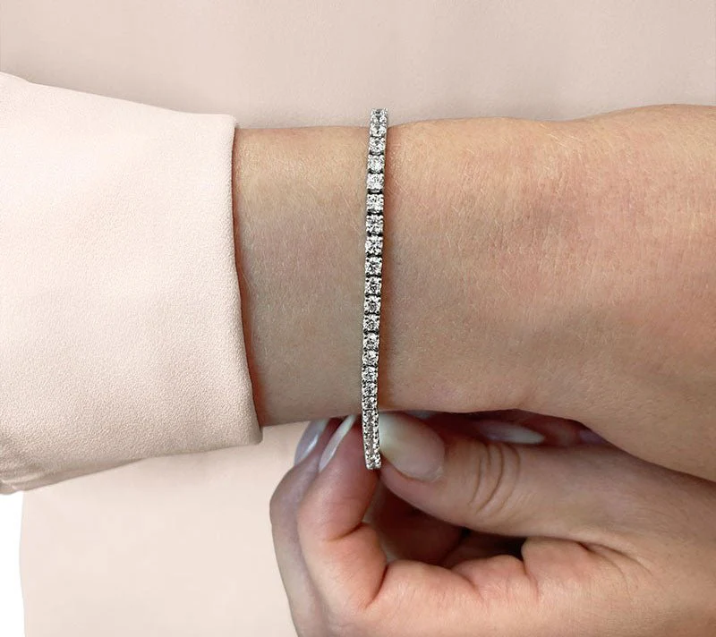Four Prong Classic Diamond Tennis Bracelet with 10.40 ct.(finished) 4.1mm - Image 3