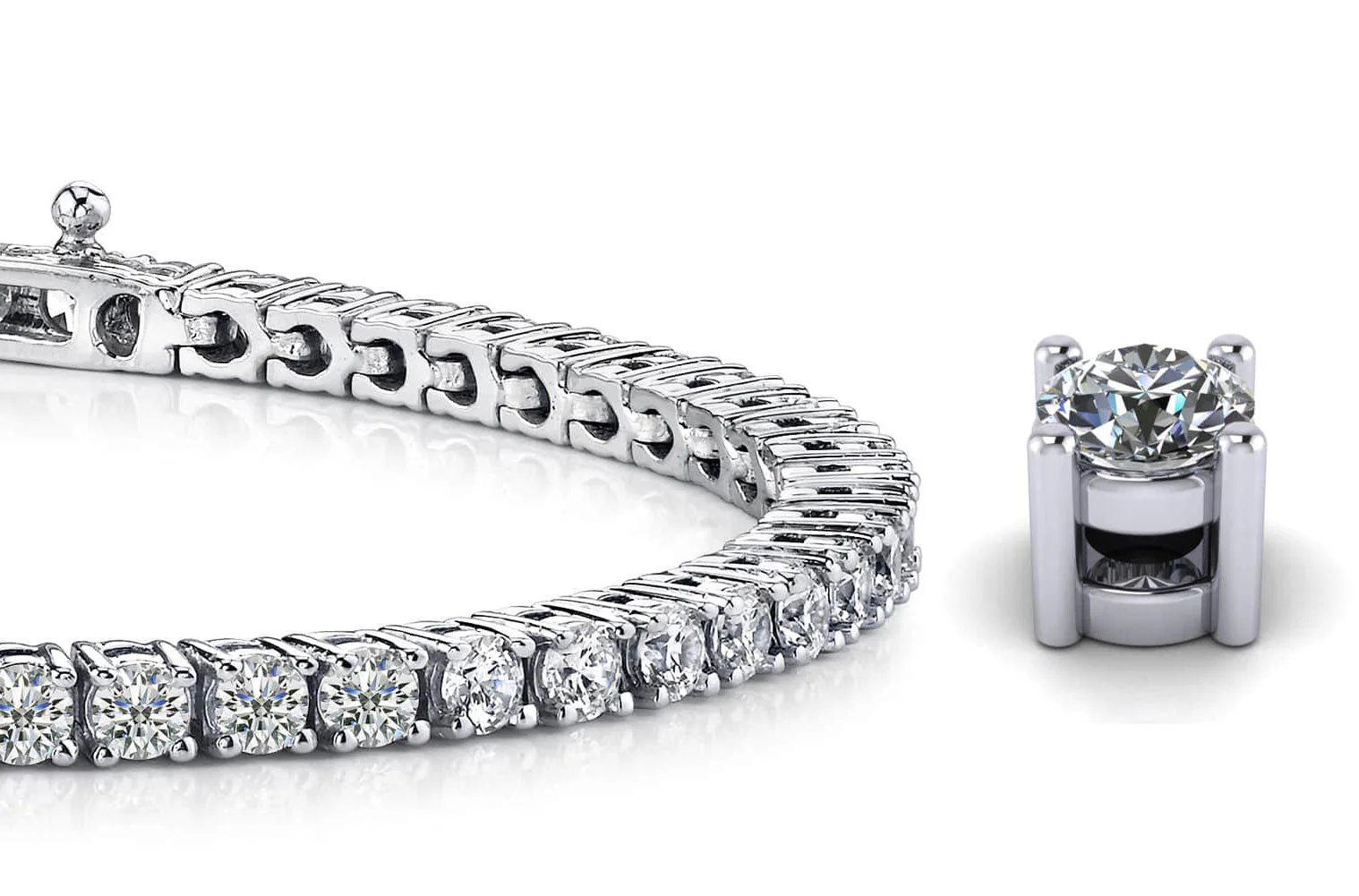 Four Prong Classic Diamond Tennis Bracelet with 3.05 ct.(finished) 2.4mm