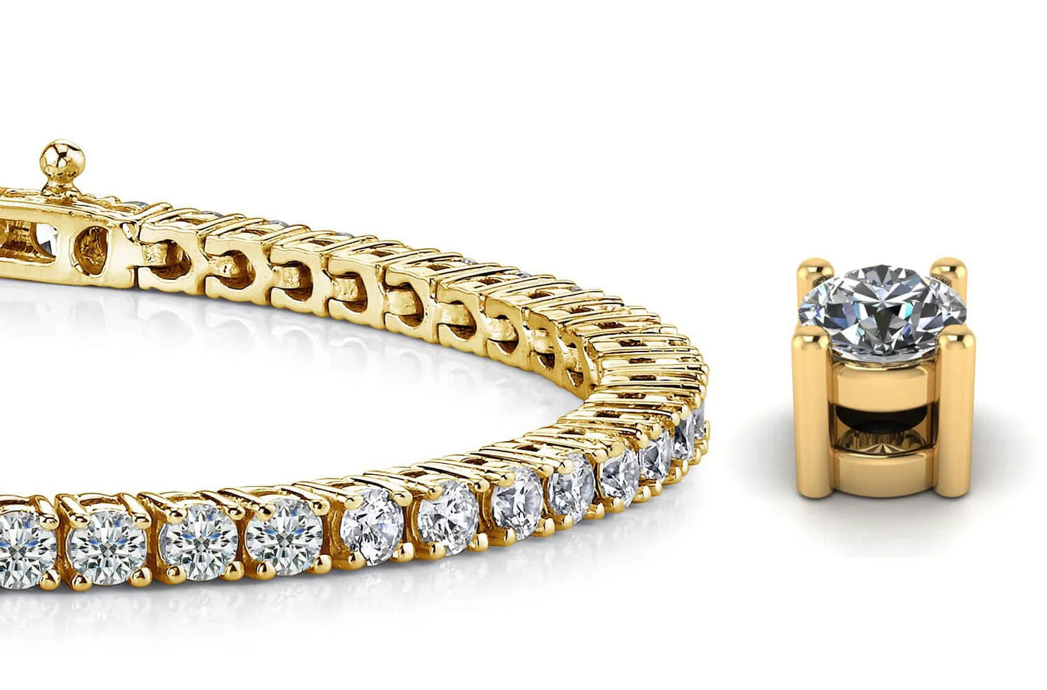 Four Prong Classic Diamond Tennis Bracelet with 9.02 ct.(finished) 3.9mm - Image 2