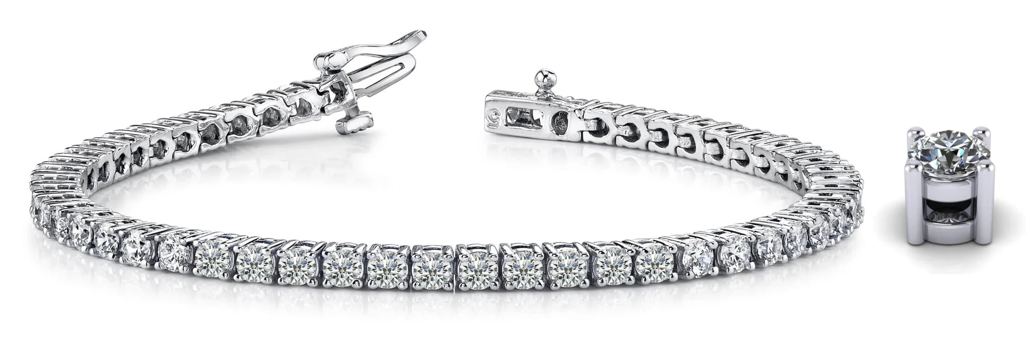 Four Prong Classic Diamond Tennis Bracelet with 9.02 ct.(finished) 3.9mm - Image 5