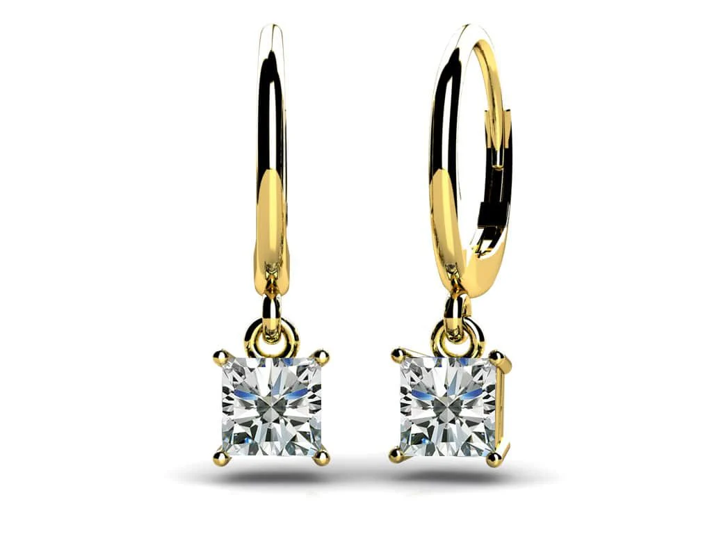 Four Prong Princess Cut Diamond Drop Lab-Grown Diamond Earrings with 2.00 ct.(finished) 5.5mm - Image 2