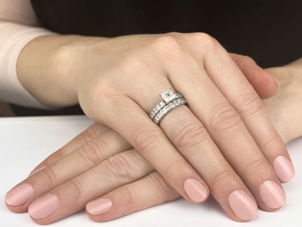 Four Prong Princess Cut Diamond Square Frame Diamond Ring with 1.50 ct.(finished) 3.0mm - Image 3