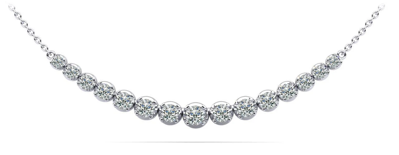 Four Prong Strand Necklace With Graduated Diamonds And Diamond Chain  with 3.02 ct.(finished)