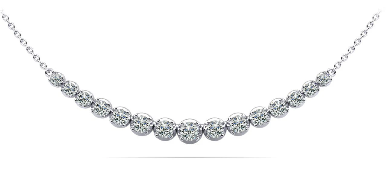 Four Prong Strand Necklace With Graduated Diamonds And Diamond Chain  with 3.02 ct.(finished) - Image 3