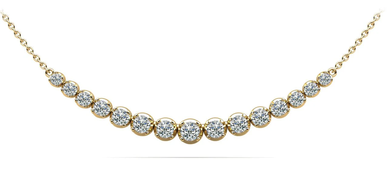 Four Prong Strand Necklace With Graduated Diamonds And Diamond Chain  with 3.02 ct.(finished) - Image 4