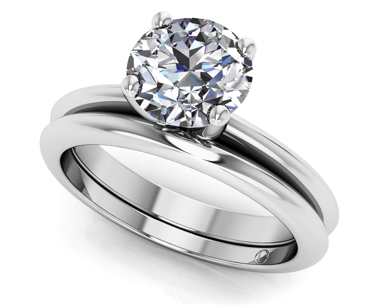 Four Prong Timeless Solitaire Lab-Grown Diamond Bridal Set with 1.25 ct.(finished) 7mm