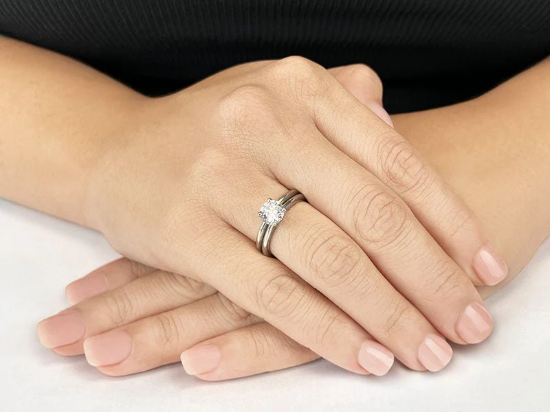Four Prong Timeless Solitaire Lab-Grown Diamond Bridal Set with 1.25 ct.(finished) 7mm - Image 3