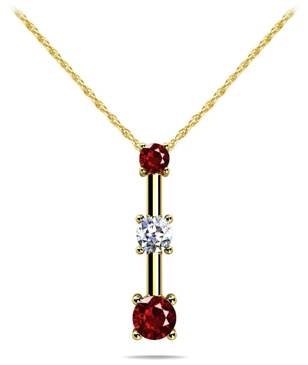 Four Prong Triple Stone Diamond Pendant with 0.27 ct.(finished) 2.2mm, 2.8mm, 3.4mm Sapphire - Image 2
