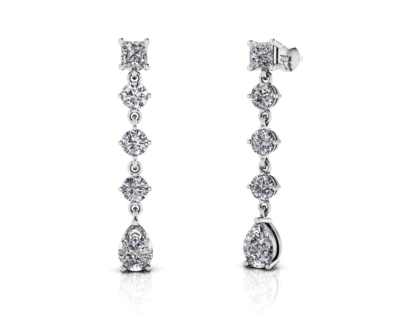 Gala Multi Shape Lab-Grown Diamond Earrings with 2.40 ct.(finished) 6x4mm, 3.5mm, 3.8mm