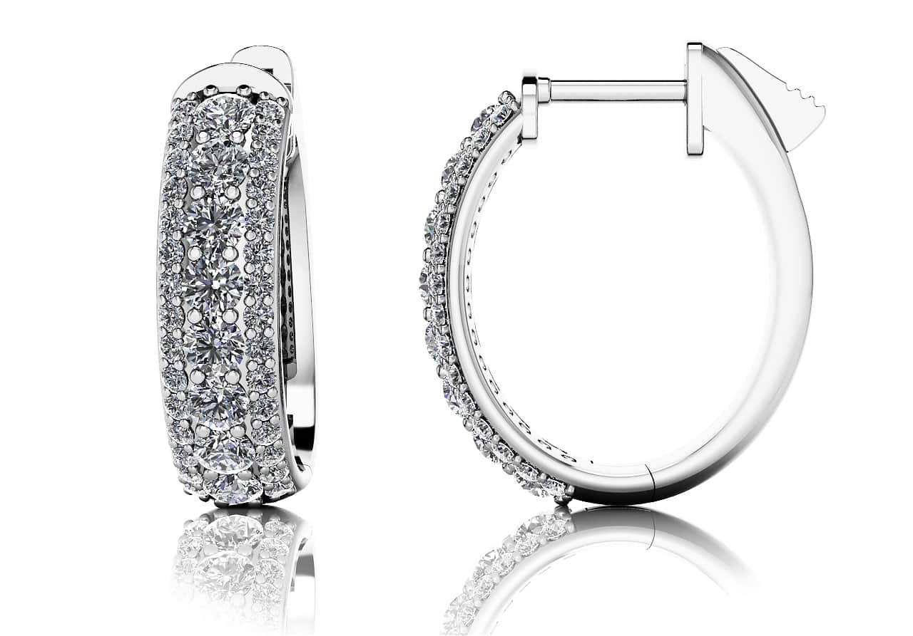 Glamorous Diamond Oval Hoop Lab-Grown Diamond Earrings with 2.32 ct.(finished) 1.3mm, 3mm
