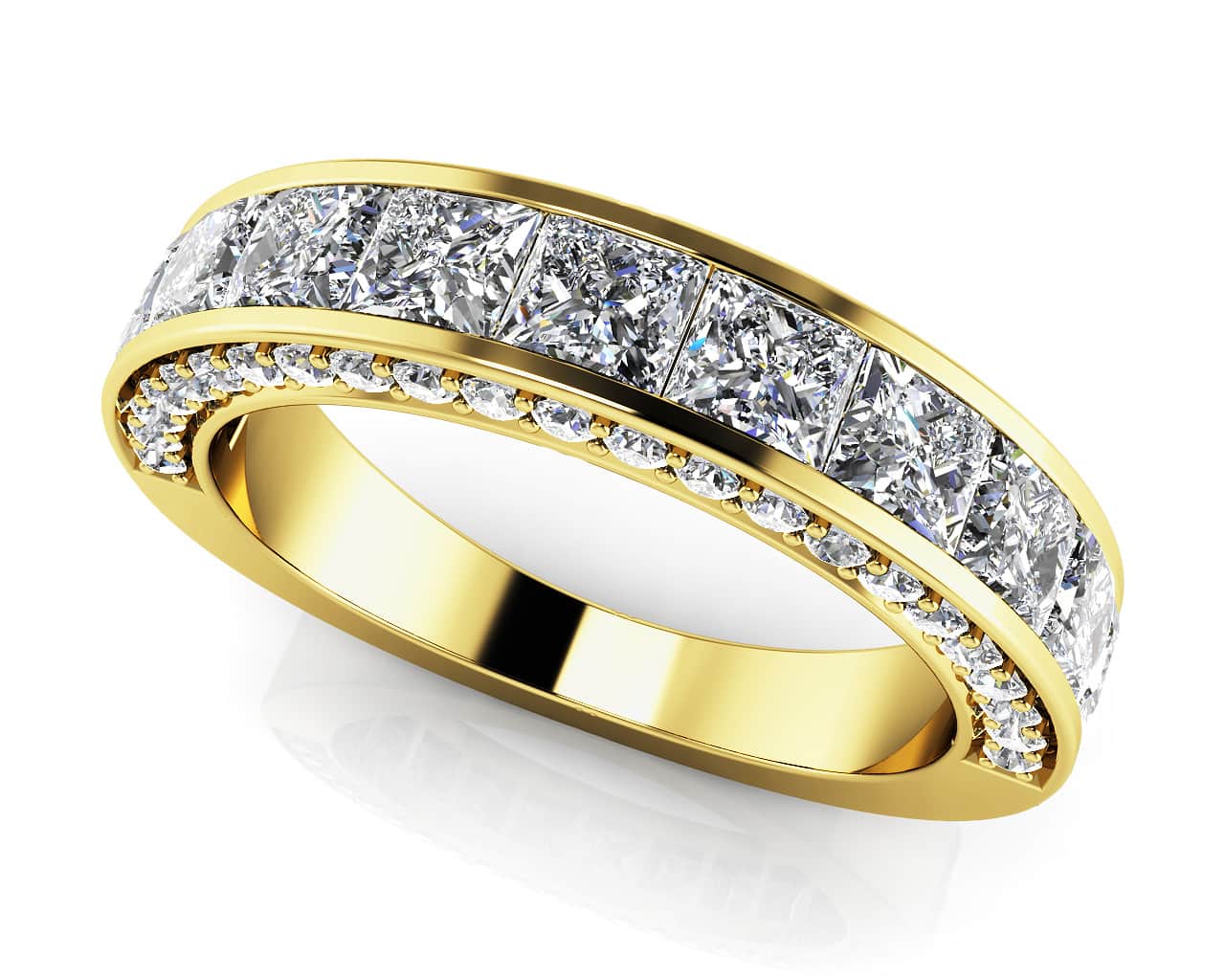 Glamorous Princess And Round Lab-Grown Diamond Anniversary Ring with 2.02 ct.(finished) 1.2mm, 3mm - Image 2
