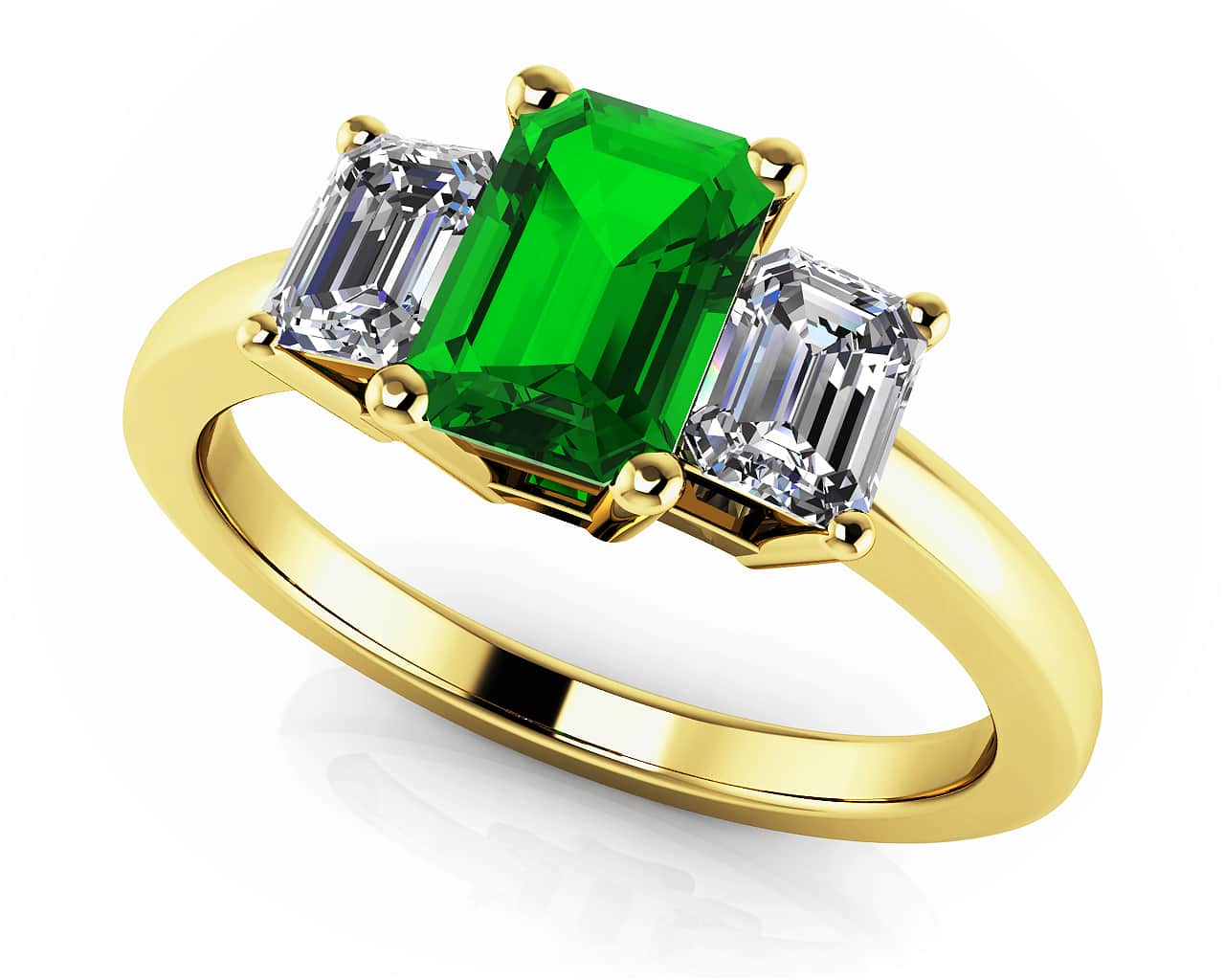 Glorious Three Stone Diamond Ring with 1.70 ct.(finished) 7x5mm, 5x3mm Sapphire - Image 2