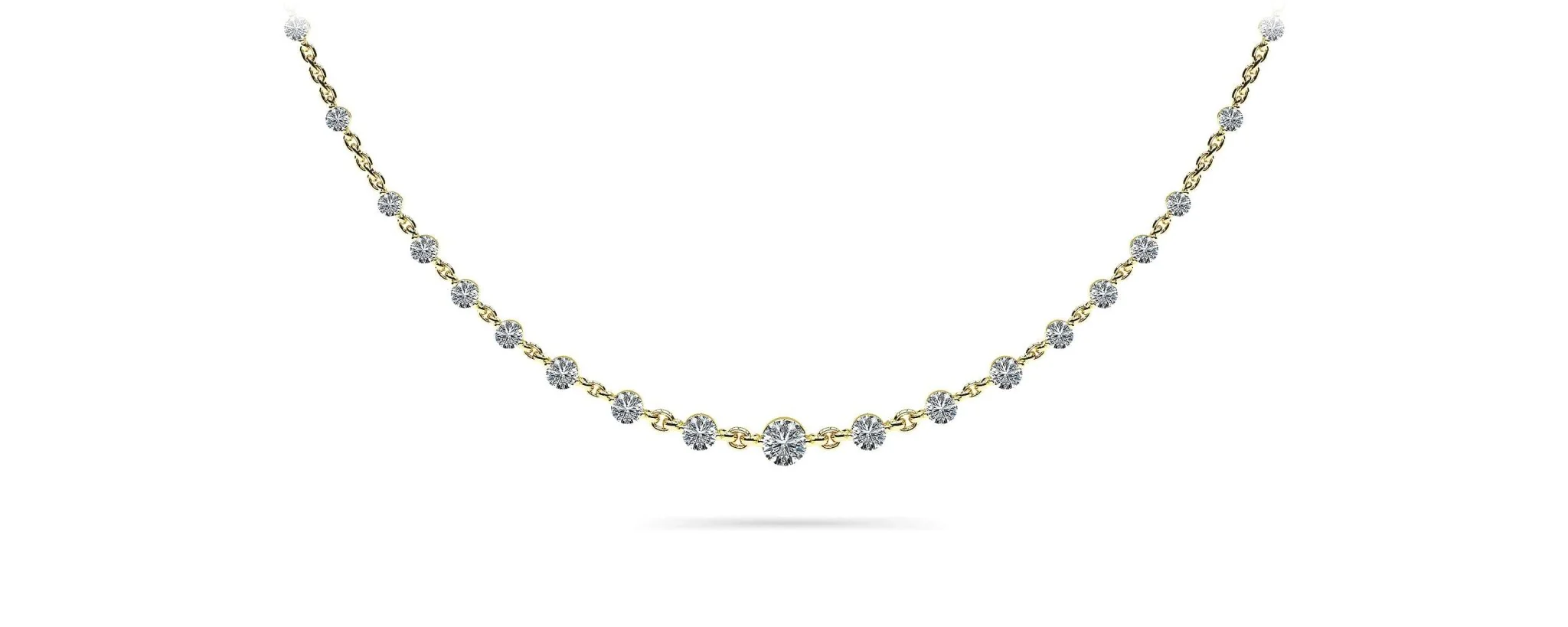 Graduated Diamond And Chain Link Diamond Necklace with 5.18 ct.(finished) - Image 2