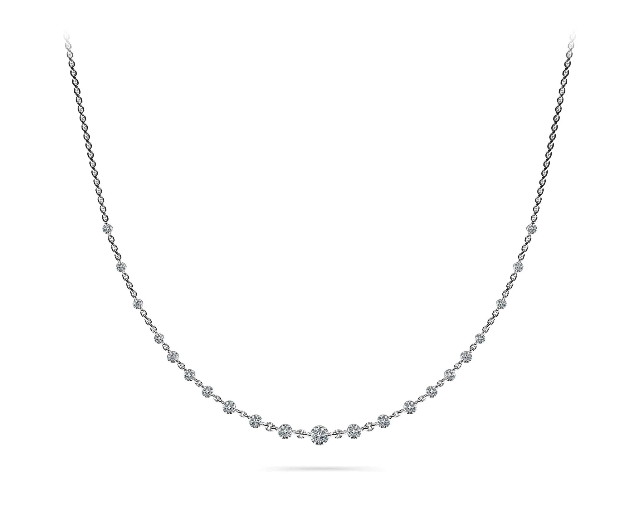Graduated Diamond And Chain Link Diamond Necklace with 5.18 ct.(finished) - Image 5