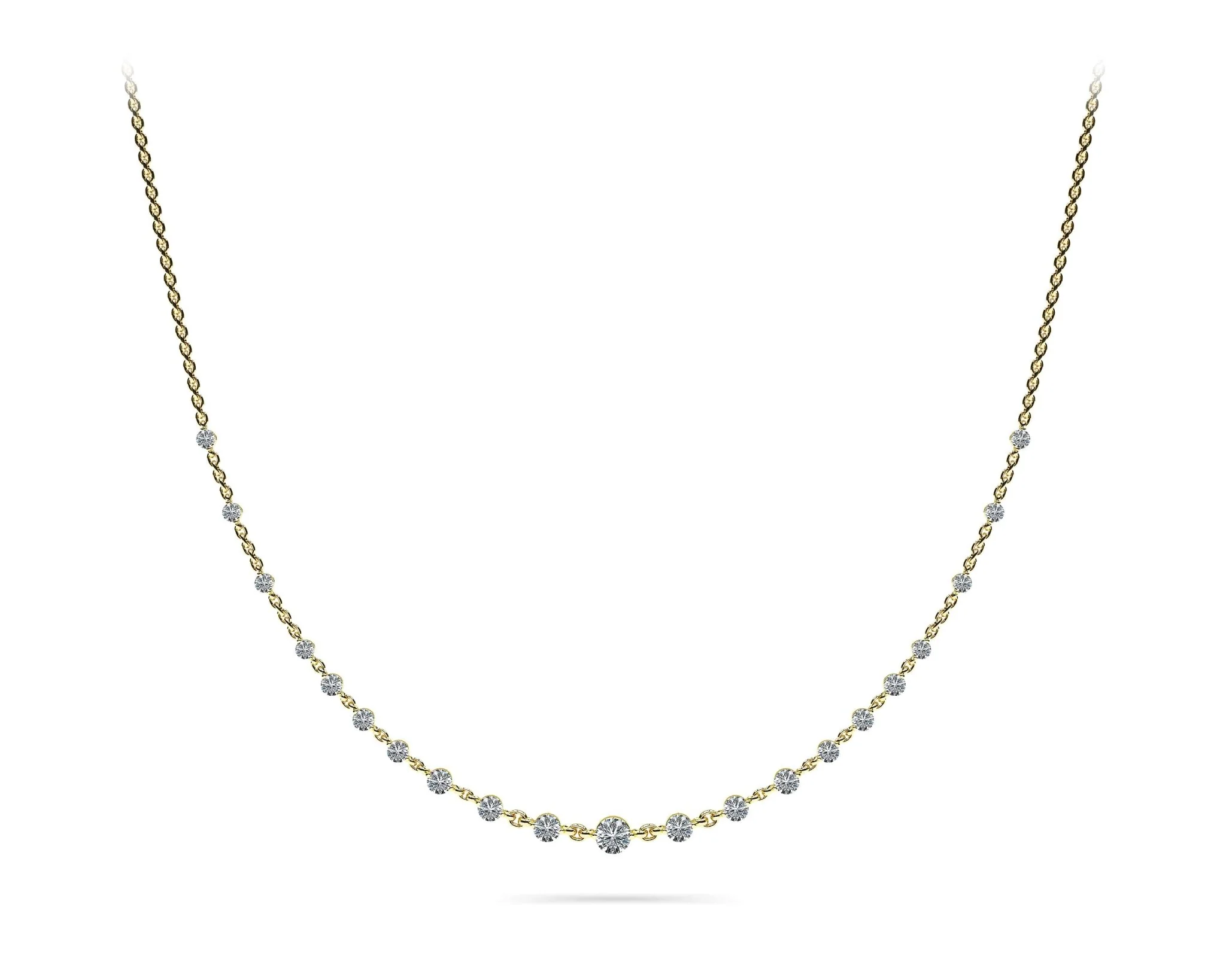 Graduated Diamond And Chain Link Lab-Grown Diamond Necklace with 4.05 ct.(finished) 3.5mm, 4mm, 4.5mm - Image 6