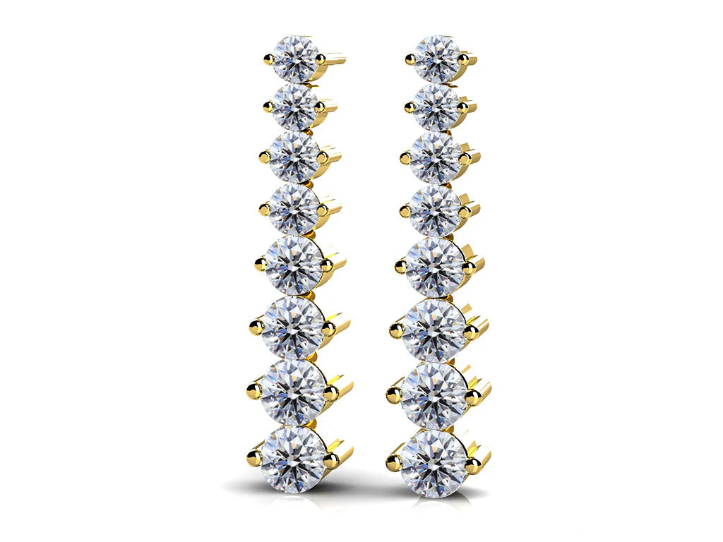 Graduated Diamond Drop Earrings In Diamond  with 1.03 ct.(finished) - Image 2