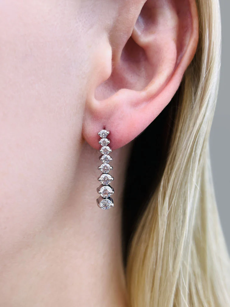 Graduated Diamond Drop Earrings In Diamond  with 1.51 ct.(finished) - Image 3