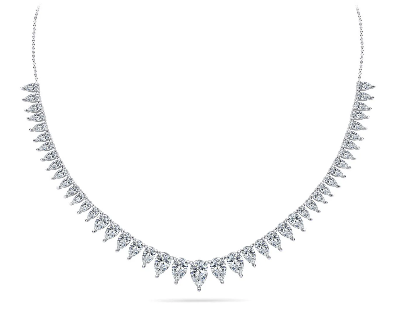 Graduated Pear Shape Lab-Grown Diamond Necklace with 7.02 ct.(finished) 6x4mm, 5x3mm, 4x2mm