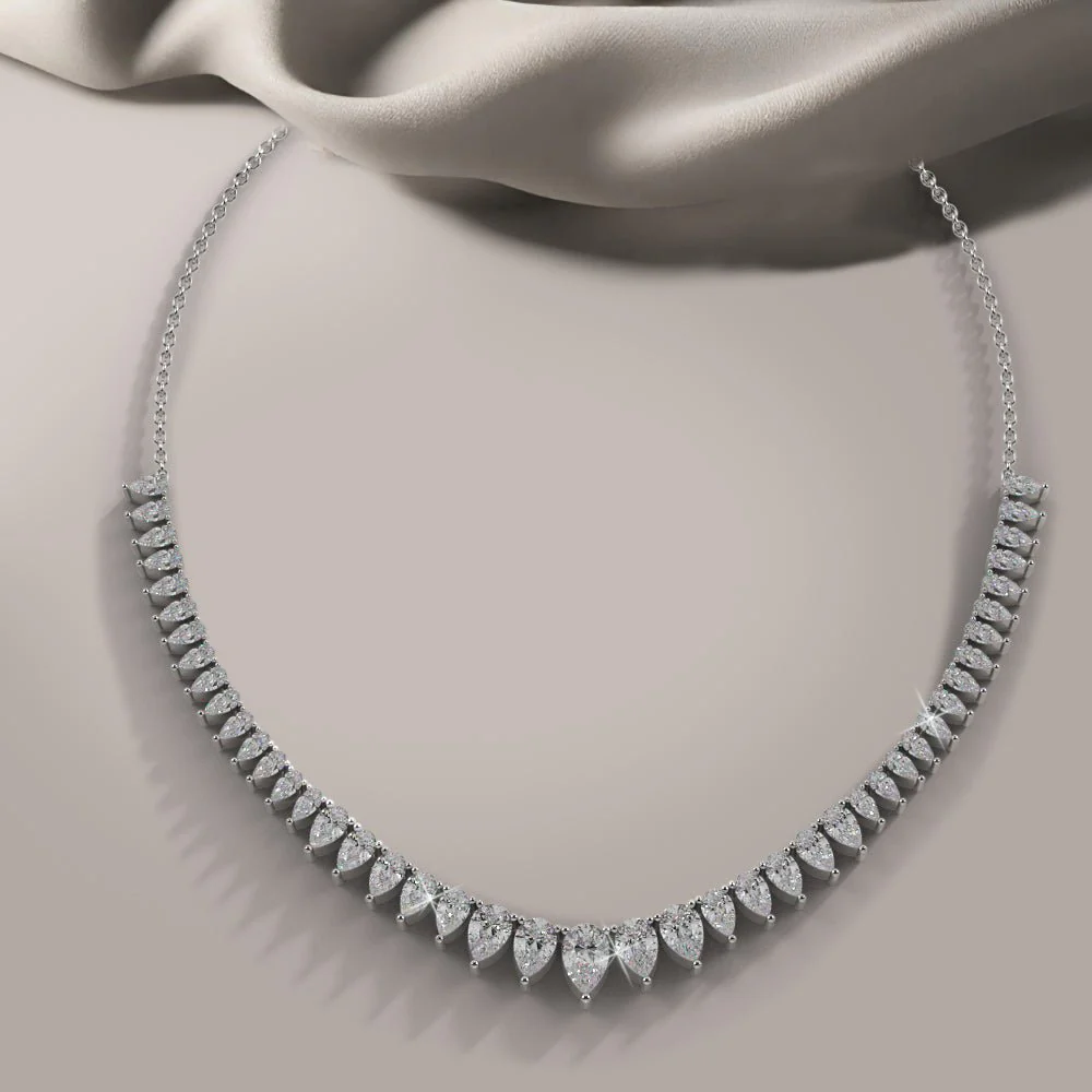 Graduated Pear Shape Lab-Grown Diamond Necklace with 7.02 ct.(finished) 6x4mm, 5x3mm, 4x2mm - Image 3