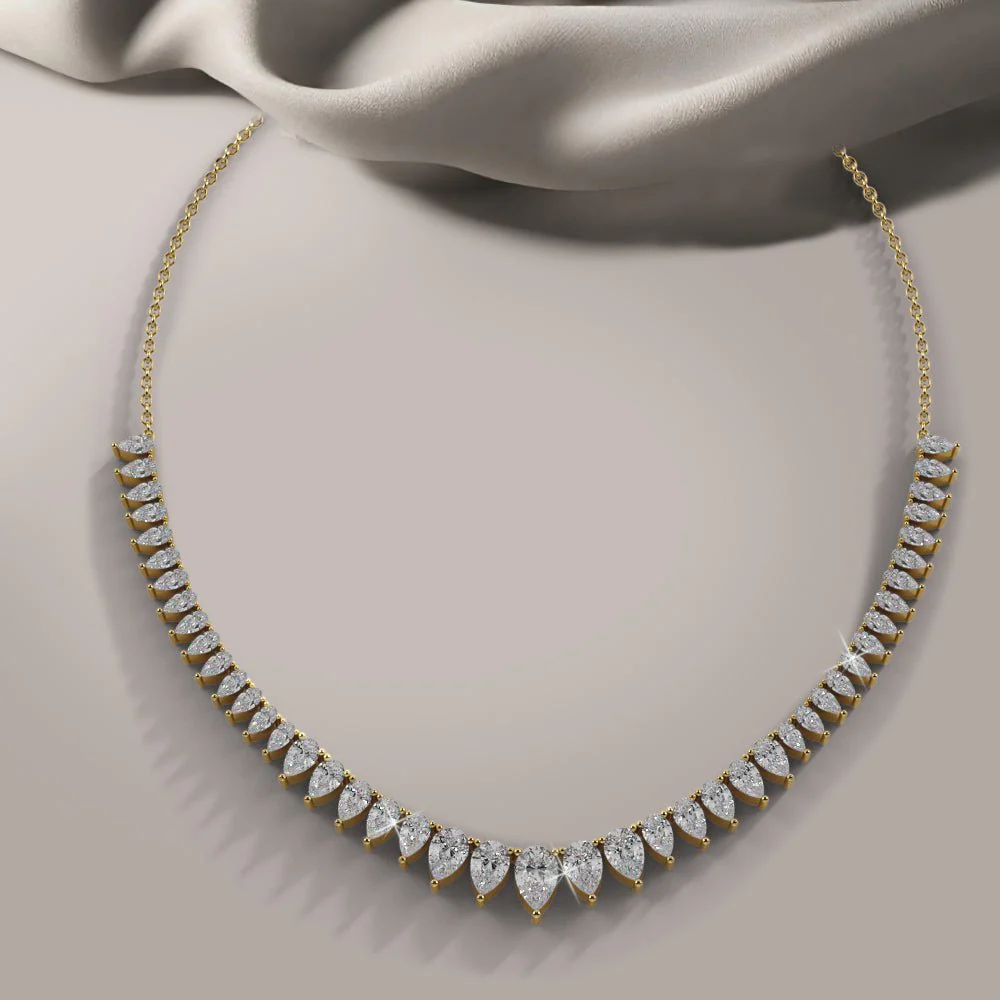 Graduated Pear Shape Lab-Grown Diamond Necklace with 7.02 ct.(finished) 6x4mm, 5x3mm, 4x2mm - Image 4