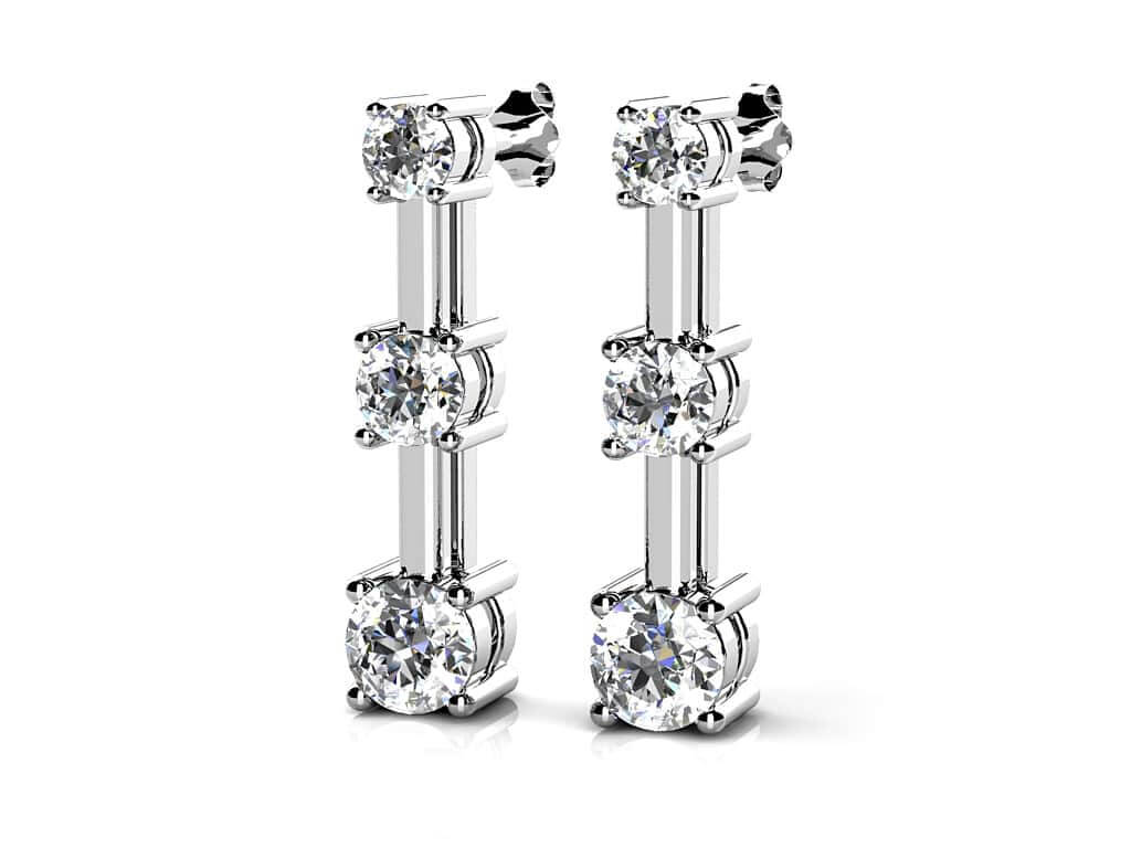 Graduated Triple Diamond Earrings In Lab-Grown Diamond with 0.52 ct.(finished) 2.2mm, 2.8mm, 3.4mm