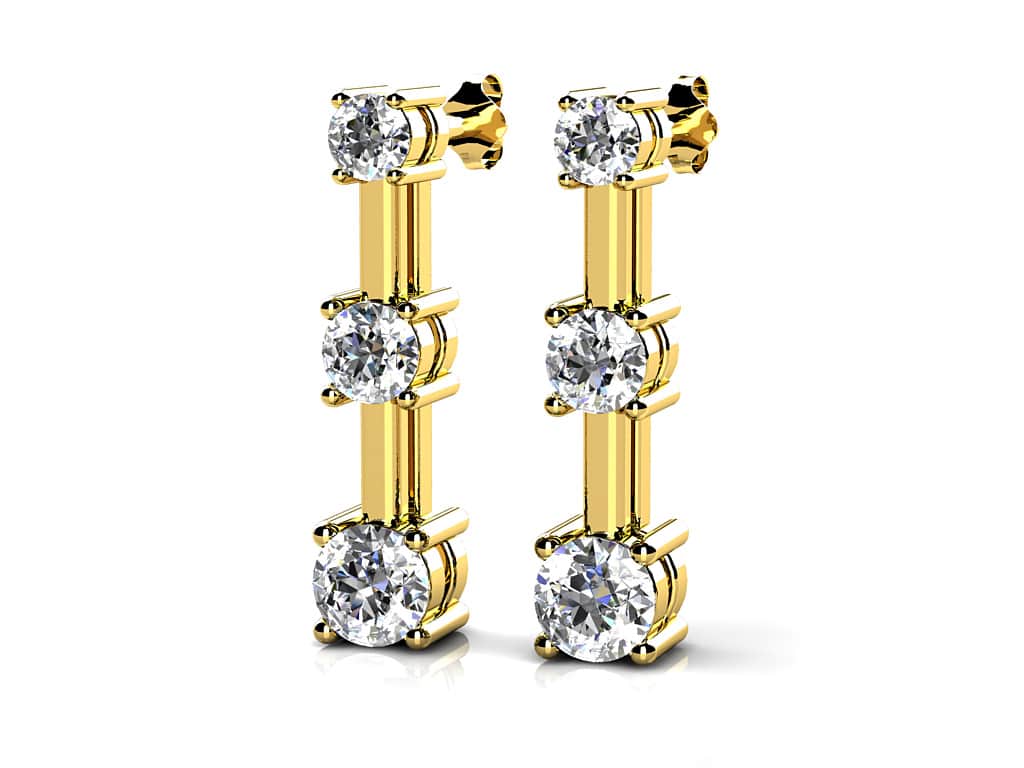 Graduated Triple Diamond Earrings In Lab-Grown Diamond with 0.52 ct.(finished) 2.2mm, 2.8mm, 3.4mm - Image 2