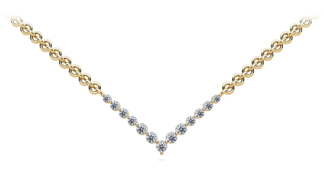 Graduated V Neck Diamond Necklace with 2.42 ct.(finished) 3mm, 3.5mm, 4mm - Image 2