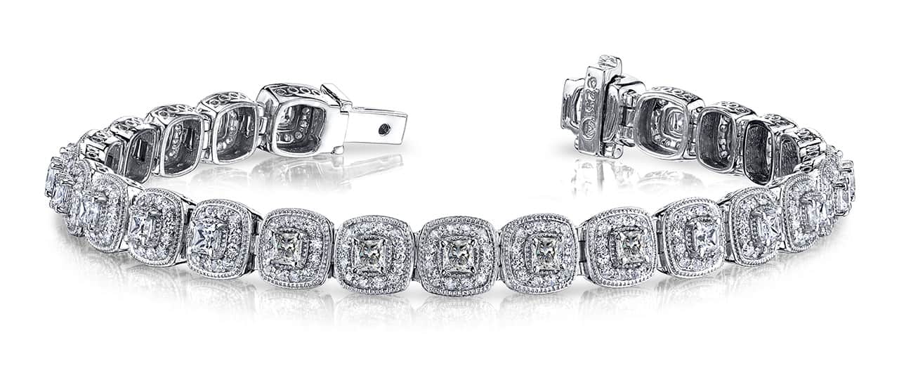 Grand Princess Cut Diamond Bracelet with 5.06 ct.(finished) 1.2mm, 2.8mm - Image 4