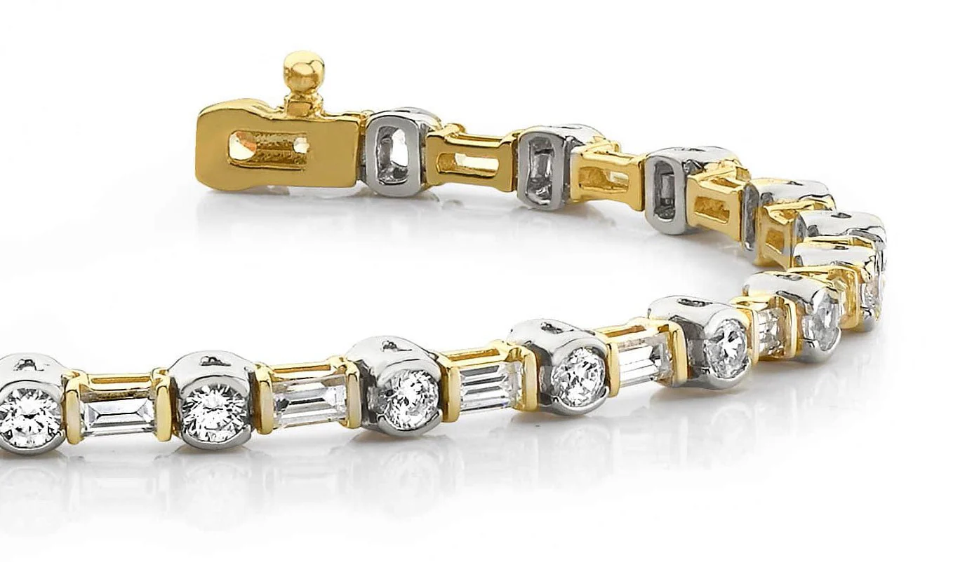 Half Bezel And Channel Set Diamond Bracelet with 2.08 ct.(finished) 2.7x1.4mm, 2mm - Image 2