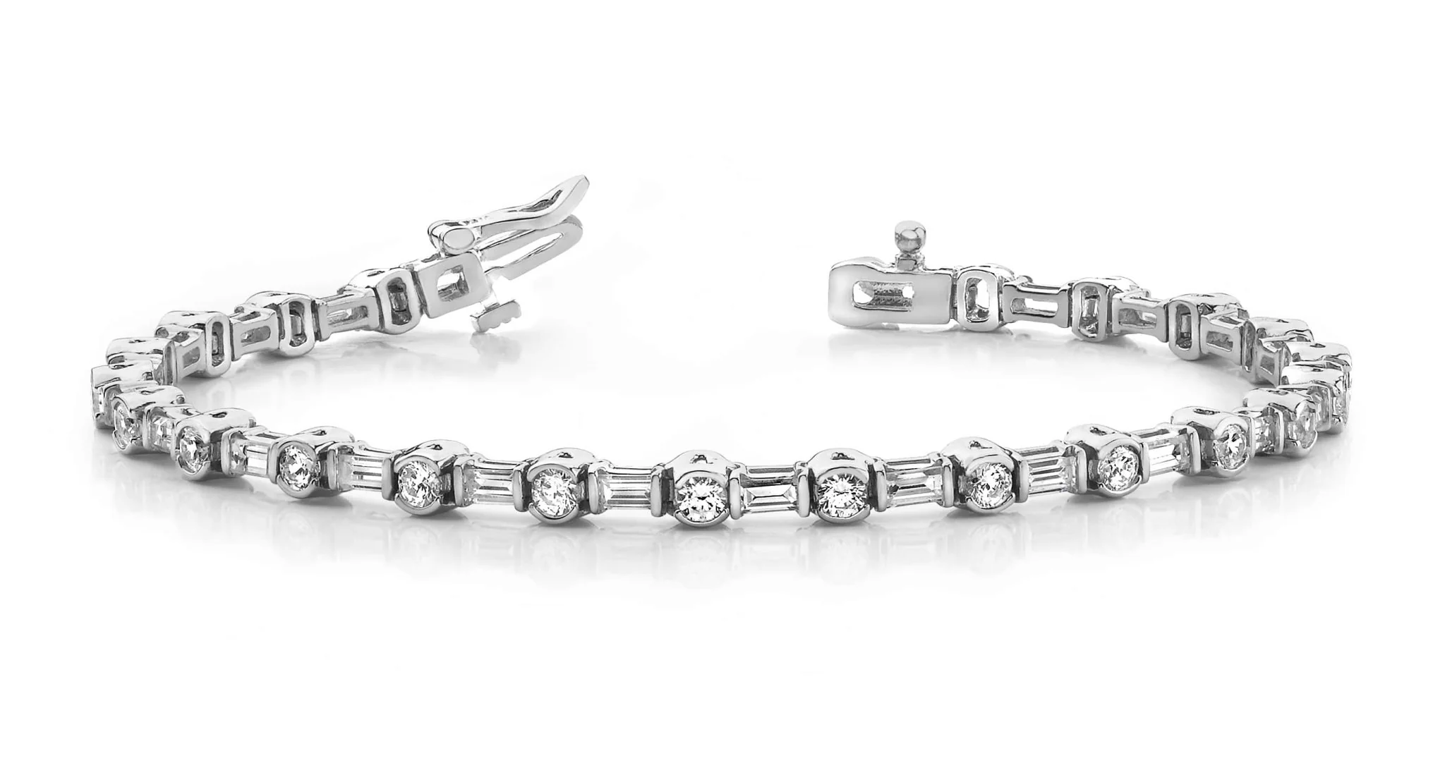 Half Bezel And Channel Set Diamond Bracelet with 2.08 ct.(finished) 2.7x1.4mm, 2mm - Image 5