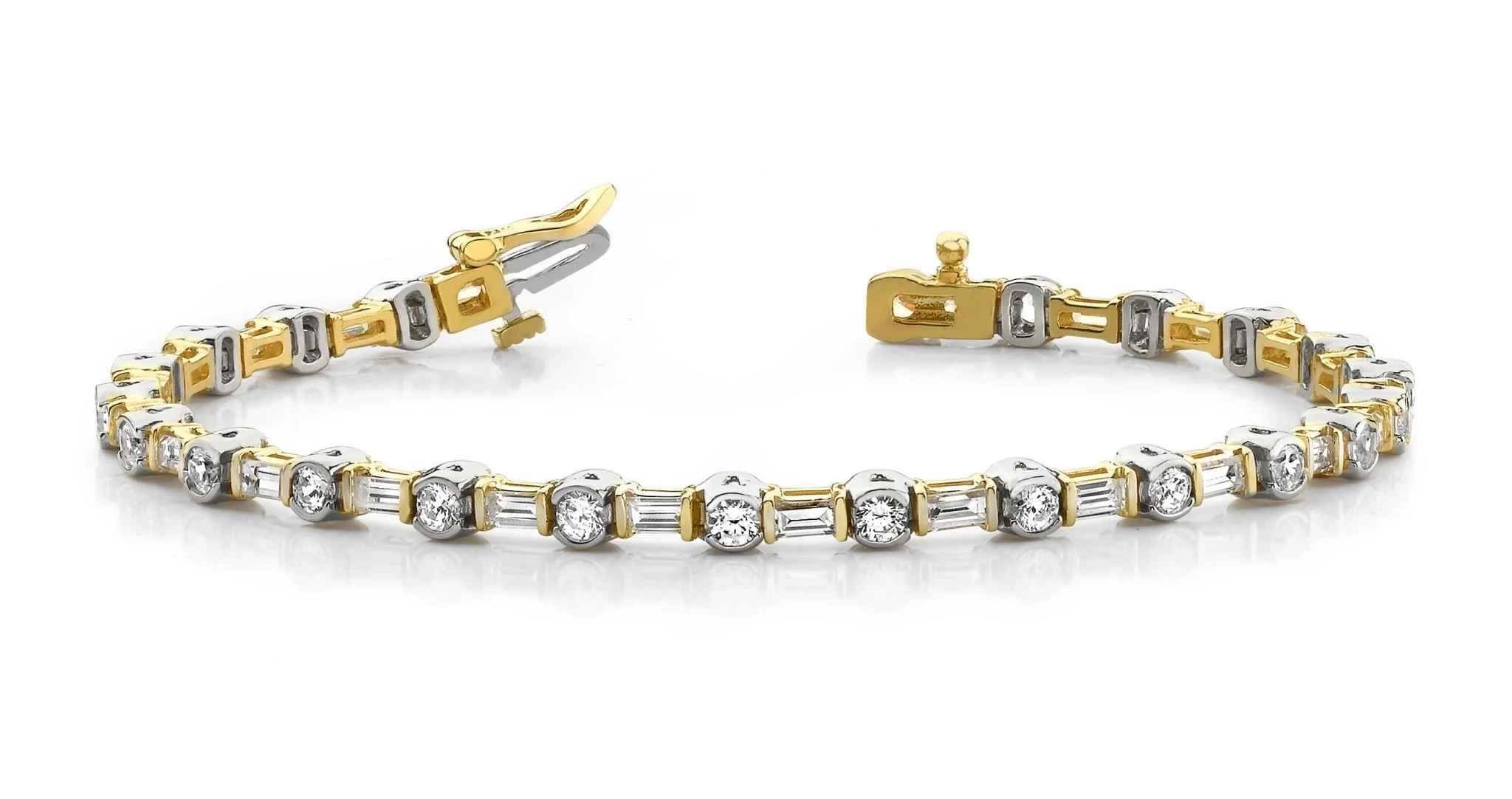 Half Bezel And Channel Set Lab-Grown Diamond Bracelet with 5.04 ct.(finished) 4x2mm, 3mm - Image 6