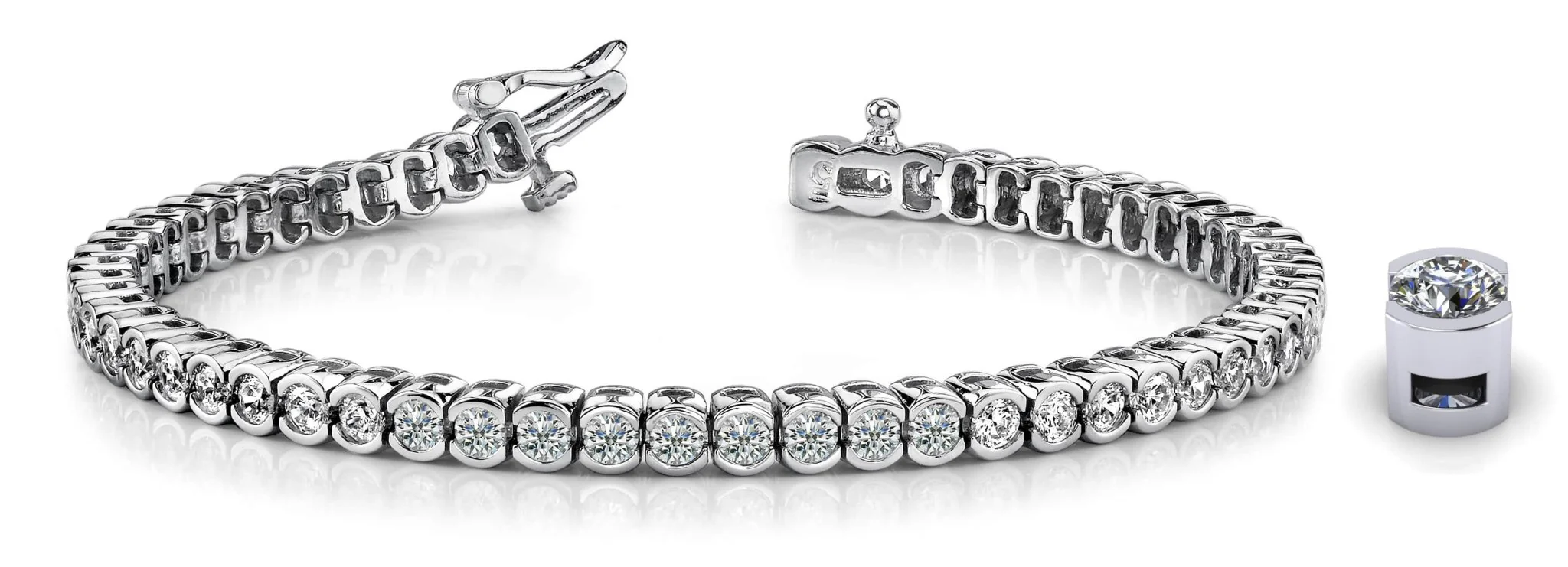 Half Bezel Confidence Lab-Grown Diamond Tennis Bracelet with 3.01 ct.(finished) 2.4mm - Image 4