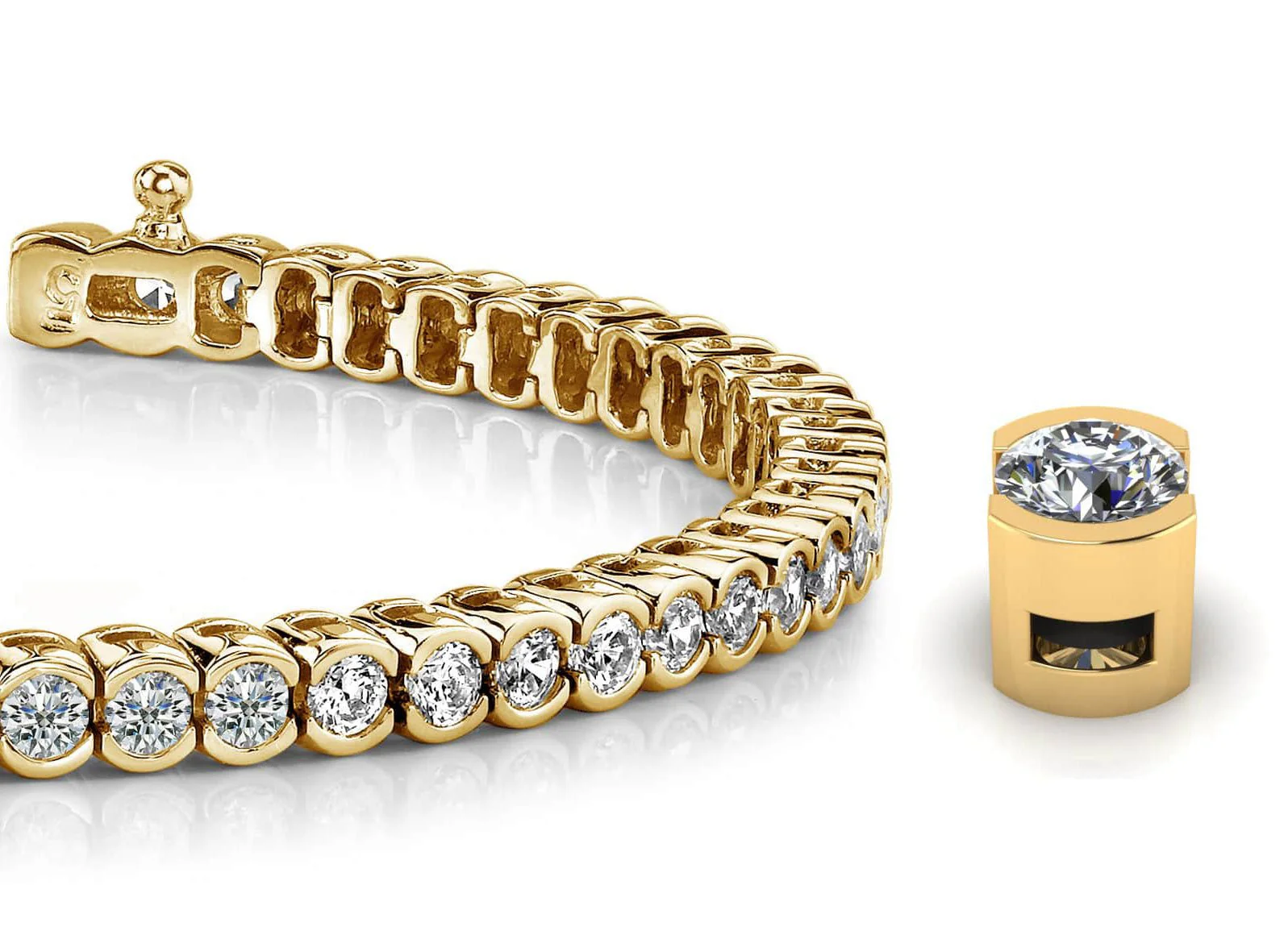 Half Bezel Confidence Lab-Grown Diamond Tennis Bracelet with 6.02 ct.(finished) 3.2mm - Image 2