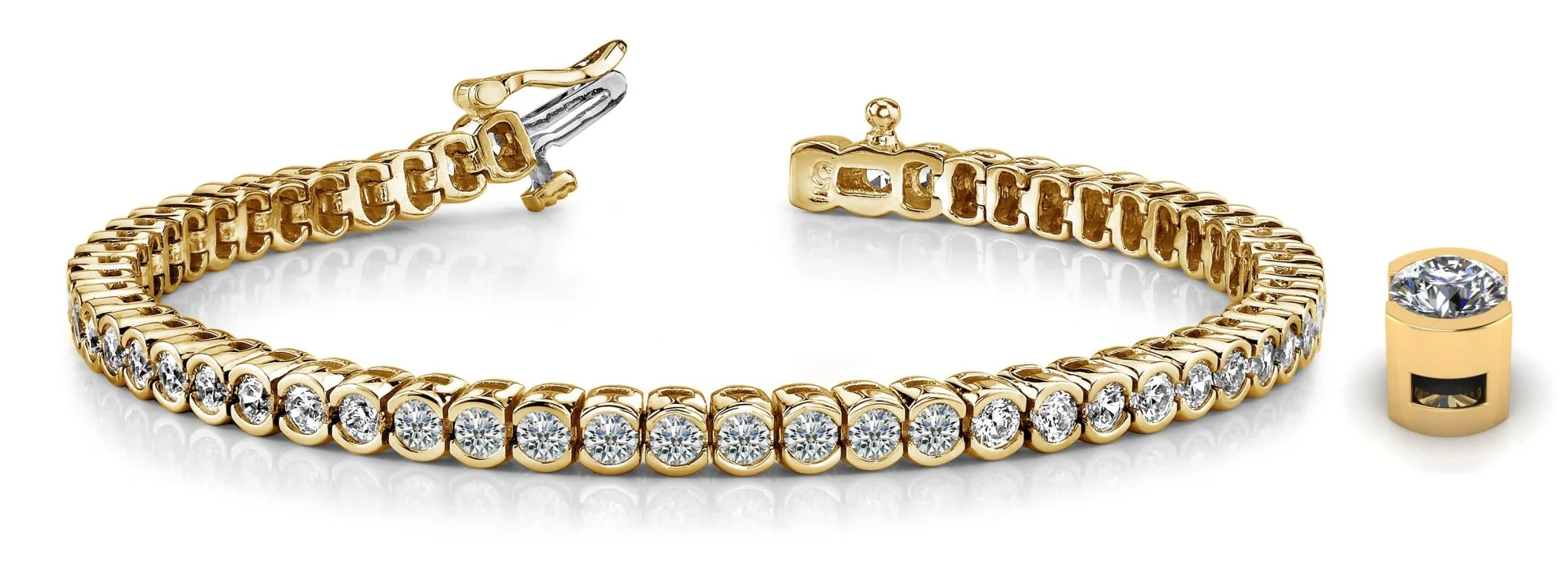 Half Bezel Confidence Lab-Grown Diamond Tennis Bracelet with 6.02 ct.(finished) 3.2mm - Image 5