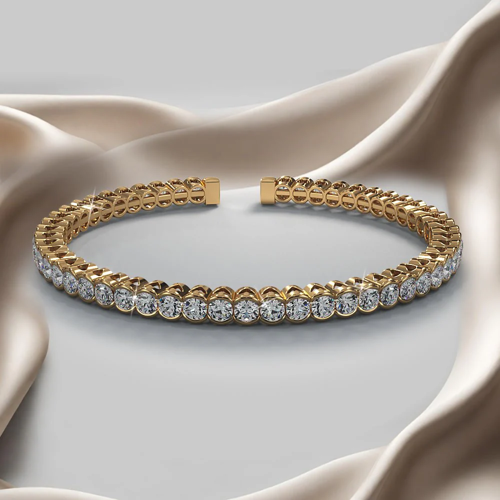 Half Bezel Set Flexible Lab-Grown Diamond Bangle with 3.03 ct.(finished) 2.5mm - Image 4