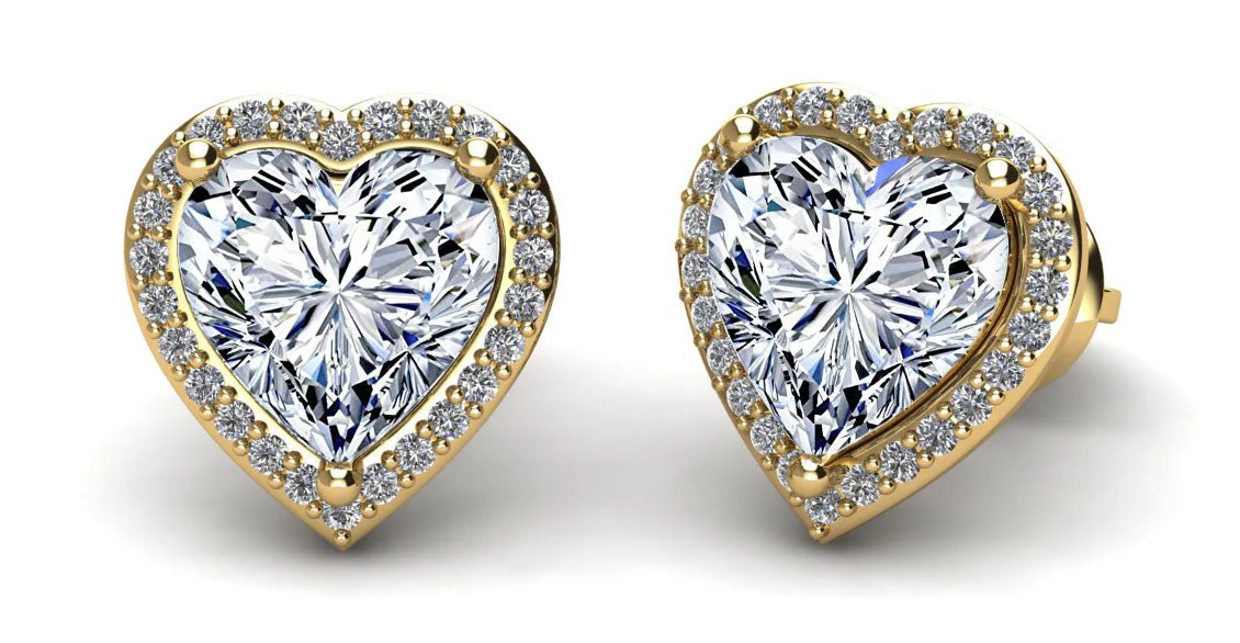Halo Heart Diamond Stud Earrings with 2.22 ct. (2X1.00 ct. center diamonds) - Image 2